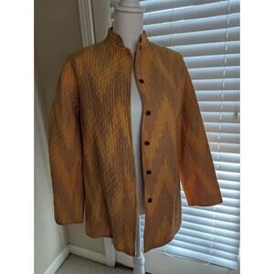 Women's Orange Quilted Button Up Jacket. S/M Pre-owned Good Boho